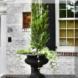 L09. Pair of cast iron planters. 35”h 